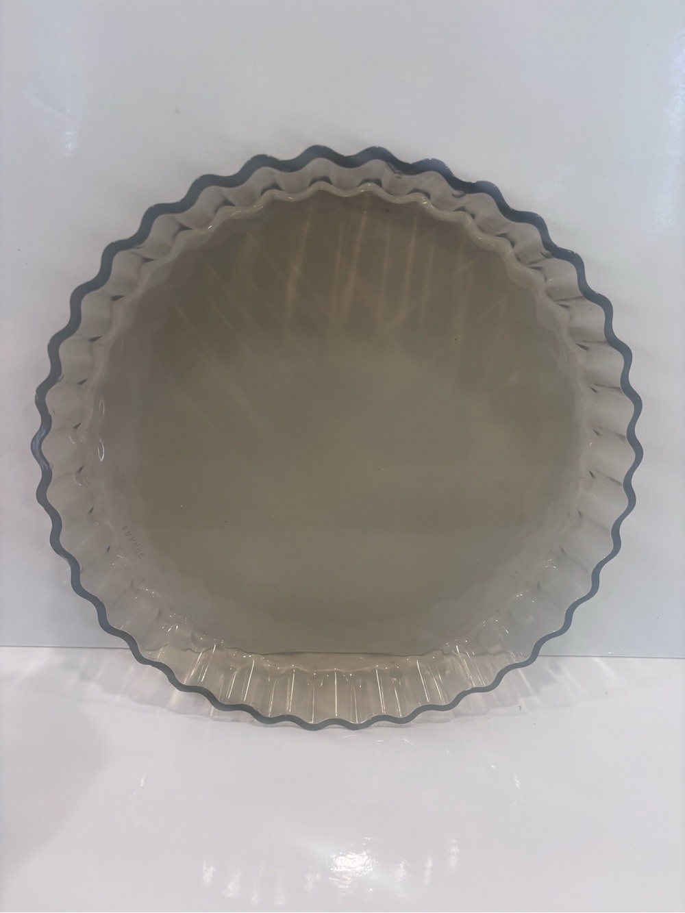 Vintage Arcopal Brown Amber Smoked Glass Flan Tarte Dish 27.5 cms